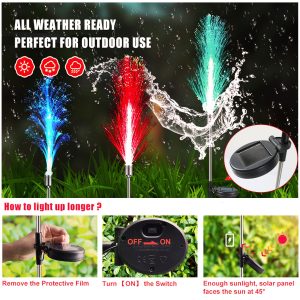 Đèn Nhà máy bán trực tiếp trang trí sáng tạo ngoài trời mô phỏng cây sậy đầy màu sắc Đèn LED năng lượng mặt trời sân cắm cỏ - Hình 2