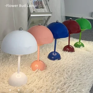 Đèn Nhiều Màu Sắc Hình Nấm Nụ Hoa Phòng Ngủ Đèn LED Để Bàn Cảm Ứng Mờ Sạc Để Bàn Bầu Không Khí Trang Trí Đầu Giường Đèn Ngủ - Hình 2