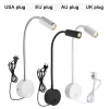 Đèn Ổ cắm có dây linh hoạt 3 Watt 3W Đèn LED dán tường cổ ngỗng Đèn treo tường Đèn chiếu sáng cho phòng ngủ Đọc sách Phòng tắm có phích cắm, đen trắng