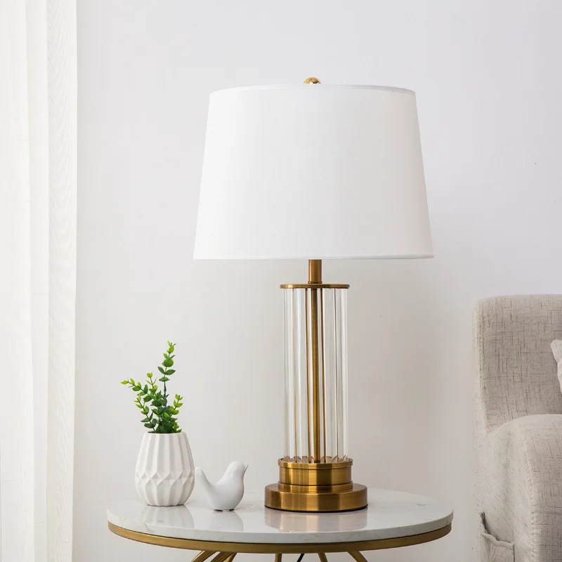 Đèn Pha lê thủy tinh que đèn bàn phòng khách sofa đèn bàn biệt thự sang trọng vải chao đèn phòng ngủ đèn ngủ E27 Đèn Pha lê thủy tinh que đèn bàn phòng khách sofa đèn bàn biệt thự sang trọng vải chao đèn phòng ngủ đèn ngủ E27