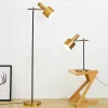 Đèn Phong cách nghiên cứu đọc sách sàn đèn bàn ánh sáng LED đồng thau màu đồng màu sàn hiện đại bàn đèn bàn cho phòng ngủ tiền sảnh
