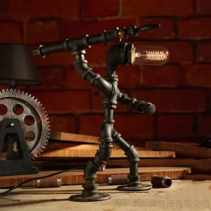 Đèn Phong Cách Retro Phong Cách Khoa Học Viễn Tưởng Đèn, Ống Nước Công Nghiệp Robot Sáng Tạo Để Bàn, Đèn Ngủ, quán Bar Quán Cà Phê Đèn Bàn Retro - Hình 2