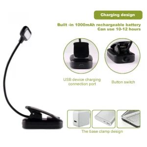 Đèn Pin/Có Thể Sạc Lại Đèn Sách Đèn LED Mini Đèn Đọc Sách Linh Hoạt Dễ Dàng Kẹp Bảo Vệ Mắt Đèn Ngủ Để Bàn Đọc Sách Đèn Bàn - Hình 4