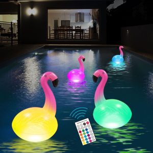 Đèn Sạc năng lượng mặt trời dạ quang bóng LED hồng hạc chống thấm nước nhiều màu sắc bể bơi nổi ánh sáng bãi cỏ ánh sáng phong cảnh - Hình 4