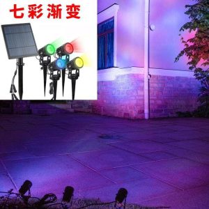 Đèn sân khấu năng lượng mặt trời ngoài trời siêu sáng không thấm nước Đèn bãi cỏ sân vườn biệt thự xanh phong cảnh đầy màu sắc Đèn sân - Hình 2