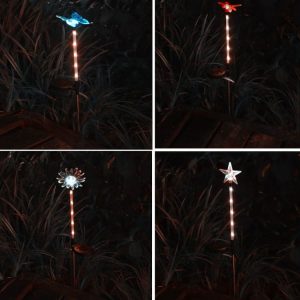 Đèn Sản Phẩm Mới 6LED Bướm Chuồn Chuồn Chim Năng Lượng Mặt Trời Cắm Mặt Đất LED Sáng Không Đổi Đổi Màu Kết Hợp Bãi Cỏ Ánh Sáng - Hình 3