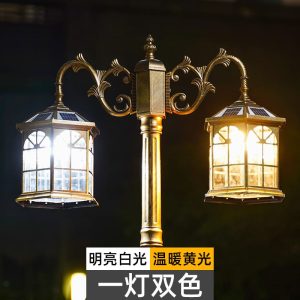 Đèn Sân Vườn Năng Lượng Mặt Trời Biệt Thự Châu Âu Đèn Đường Ngoài Trời Chống Nước Siêu Sáng Sân Vườn Ngoài Trời Nhôm Cao Cực Ánh Sáng Nông Thôn Mới - Hình 3