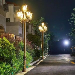Đèn Sân Vườn Năng Lượng Mặt Trời Đèn Bãi Cỏ Trung Quốc Wuqi Đầu Đèn Châu Âu Cổng Biệt Thự Phong Cảnh Trang Trí Chiếu Sáng Bán Buôn - Hình 2