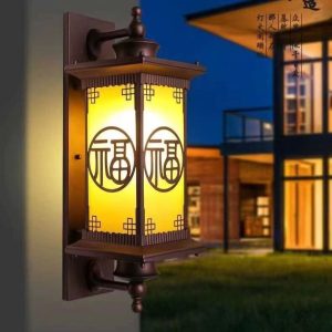 Đèn sân vườn năng lượng mặt trời Đèn tường ngoài trời chống nước hàng rào lối vào cửa lối vào cửa ánh sáng phong cách Trung Quốc nông thôn biệt thự cổng ánh sáng - Hình 2