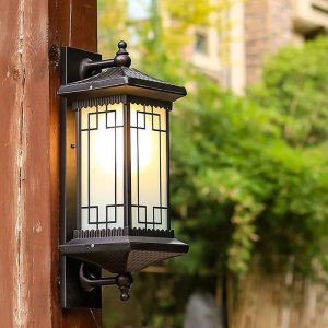 Đèn sân vườn năng lượng mặt trời Đèn tường ngoài trời chống nước hàng rào lối vào cửa lối vào cửa ánh sáng phong cách Trung Quốc nông thôn biệt thự cổng ánh sáng - Hình 4