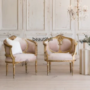 Đèn Sang Trọng Mỹ Gỗ Chạm Khắc Đơn Ghế Sofa Căn Hộ Nhỏ Phòng Khách Ban Công Ghế Giải Trí