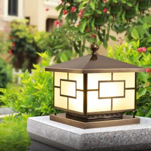 Đèn Tất cả Đèn trụ bằng đồng ngoài trời Đèn sân vườn chống nước biệt thự Đèn trụ cổng năng lượng mặt trời Đèn cổng kết nối với Đèn trụ hàng rào điện - Hình 2