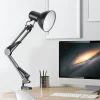 Đèn Trang chủ EU US Cắm Linh Hoạt Tay Xoay Kẹp Gắn Đèn Văn Phòng Studio E27/E26 Bóng Đèn Bàn Đen Để Bàn