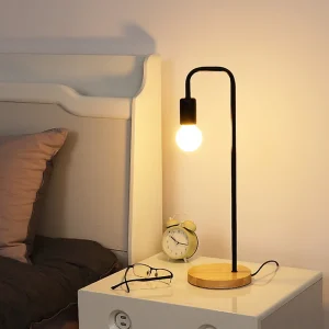 Đen Trắng Loft Vintage Để Bàn Mỹ Nông Thôn Gỗ E27 Bóng Đèn Edison Để Bàn Bắc Âu Kim Loại Để Bàn Đèn Gắn Xe Đạp - Hình 2