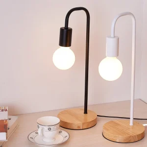 Đen Trắng Loft Vintage Để Bàn Mỹ Nông Thôn Gỗ E27 Bóng Đèn Edison Để Bàn Bắc Âu Kim Loại Để Bàn Đèn Gắn Xe Đạp - Hình 4