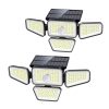 Đèn tường năng lượng mặt trời mới 270LED cảm ứng cơ thể con người bốn đầu Đèn sân vườn ngoài trời năng lượng mặt trời