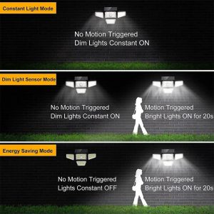 Đèn tường năng lượng mặt trời mới 270LED cảm ứng cơ thể con người bốn đầu Đèn sân vườn ngoài trời năng lượng mặt trời - Hình 2