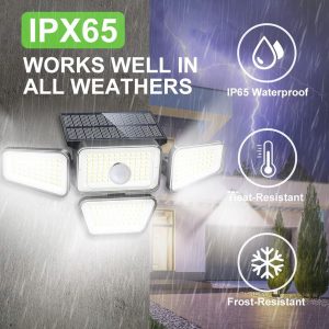 Đèn tường năng lượng mặt trời mới 270LED cảm ứng cơ thể con người bốn đầu Đèn sân vườn ngoài trời năng lượng mặt trời - Hình 3