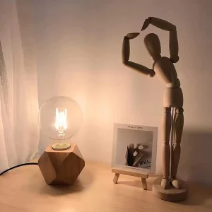 Đèn Vintage Đèn Bàn E27 Ổ Cắm Bằng Gỗ Bên Cạnh Để Bàn Giá Đỡ Phích Cắm Châu Âu Retro Gỗ Trang Trí Đèn Bàn Cho Phòng Khách khách sạn - Hình 2