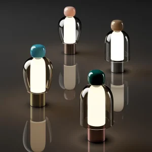 Đèn Xoay Mờ Đèn LED Để Bàn Kính Màu Xám Cắm USB Màu Xanh Lá Cây Xanh Hồng Nâu Cho Bàn Nhà Hàng Đèn Chiếu Sáng Đầu Giường Trẻ Em quà Tặng
