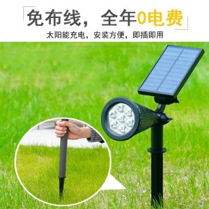 Đèn Xuất khẩu bãi cỏ năng lượng mặt trời Đèn rọi ngoài trời chống thấm nước 7LED ánh sáng màu RGB cắm Đèn sàn sân cảnh quan - Hình 3