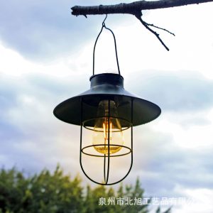 Đèn Xuất khẩu ngoài trời Đèn năng lượng mặt trời sắt rèn đĩa năng lượng mặt trời treo Đèn trang trí sân vườn sân vườn Đèn Edison - Hình 3