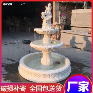 Đồ trang trí sân vườn thiên thần đài phun nước ngoài trời đá sa thạch chảy nước điêu khắc sàn lớn đồ trang trí đồ trang trí Châu Âu