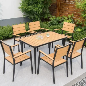 Đơn giản giản dị bàn ghế ngoài trời, sân quán cà phê ngoài trời, quán trà sữa sân vườn, bàn cà phê ban công bàn ghế gỗ nhựa. - Hình 2