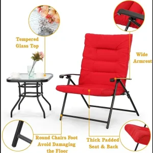 Ghế ăn Bộ Wfs Bis,Bộ Bis ngoài trời,3 CÁI,2 Ghế ngả lưng,1 Bàn,Đỏ,Thép (đỏ) - Hình 4