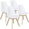 Ghế ăn đệm hiện đại giữa thế kỷ, Bộ 4, Ghế ăn màu trắng Ghế Phong cách châu Âu Accent Chair