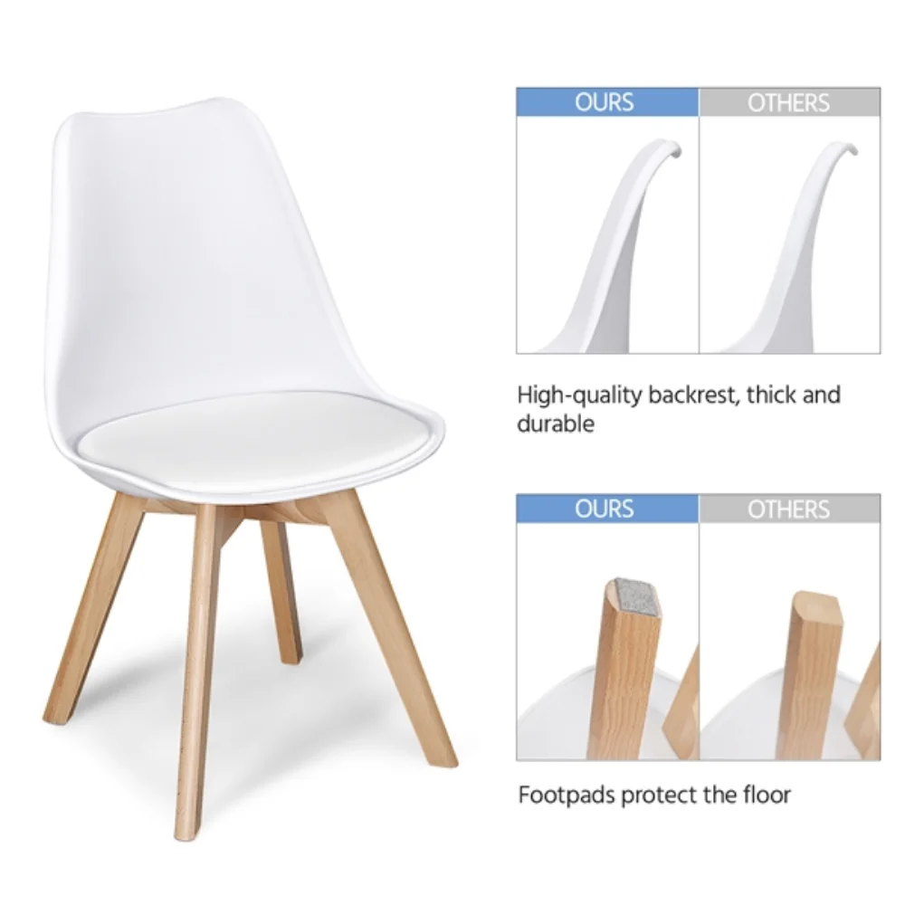 Ghế ăn đệm hiện đại giữa thế kỷ, Bộ 4, Ghế ăn màu trắng Ghế Phong cách châu Âu Accent Chair - Hình 2 Ghế ăn đệm hiện đại giữa thế kỷ, Bộ 4, Ghế ăn màu trắng Ghế Phong cách châu Âu Accent Chair - Hình 2