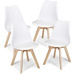 Ghế ăn đệm hiện đại giữa thế kỷ, Bộ 4, Ghế ăn màu trắng Ghế Phong cách châu Âu Accent Chair - Hình 3