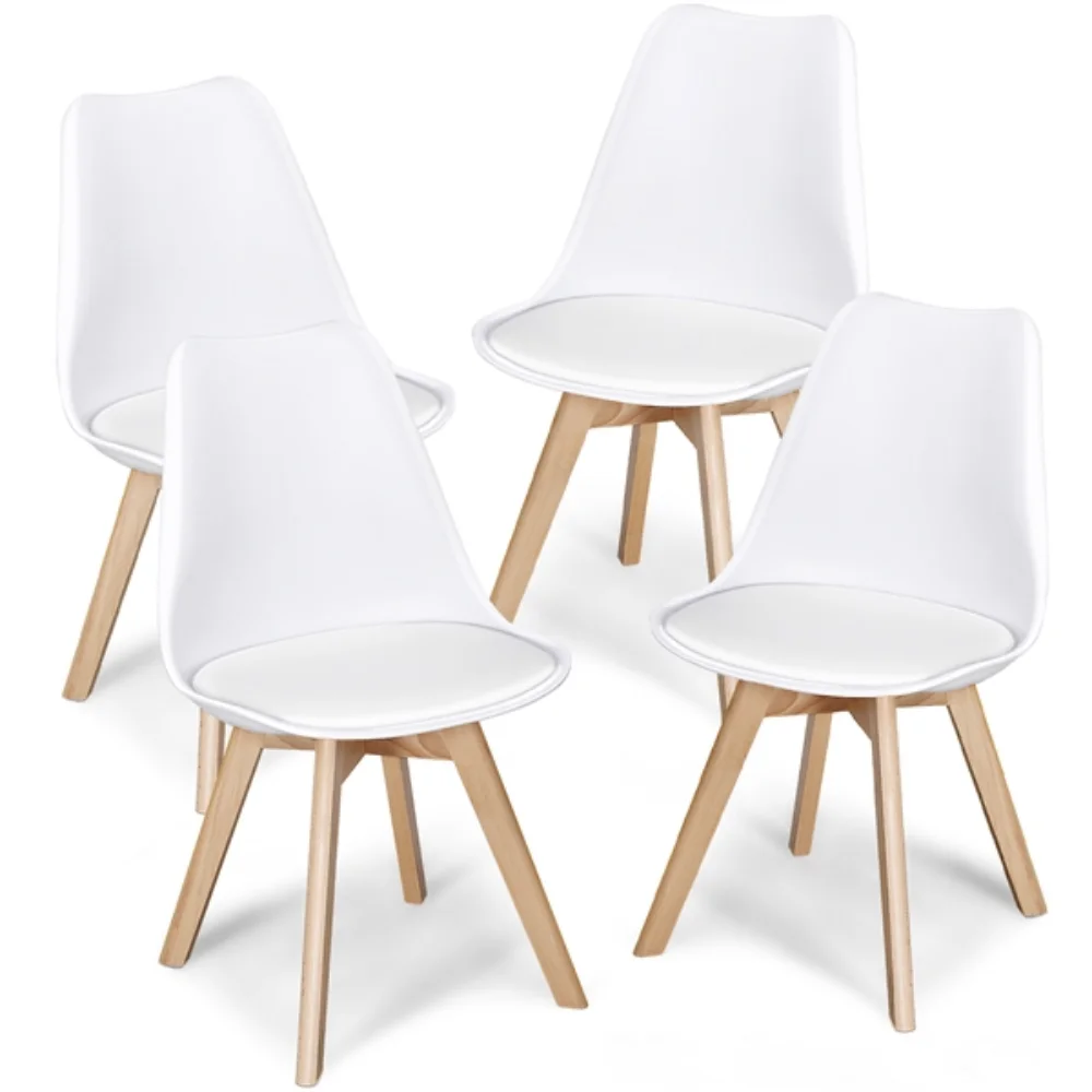 Ghế ăn đệm hiện đại giữa thế kỷ, Bộ 4, Ghế ăn màu trắng Ghế Phong cách châu Âu Accent Chair - Hình 3 Ghế ăn đệm hiện đại giữa thế kỷ, Bộ 4, Ghế ăn màu trắng Ghế Phong cách châu Âu Accent Chair - Hình 3