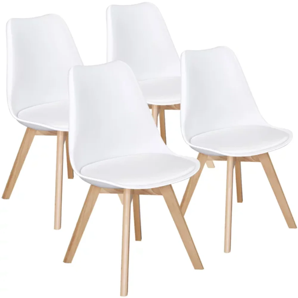 Ghế ăn đệm hiện đại giữa thế kỷ, Bộ 4, Ghế ăn màu trắng Ghế Phong cách châu Âu Accent Chair Ghế ăn đệm hiện đại giữa thế kỷ, Bộ 4, Ghế ăn màu trắng Ghế Phong cách châu Âu Accent Chair