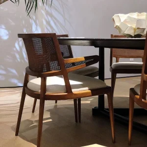 Ghế ăn Đông Nam Á Ghế ăn mây gỗ nguyên khối cổ điển Nhà hàng khách sạn Nhà hàng mềm mại Ghế tựa lưng giải trí Nhà thiết kế 식탁의자 Nội thất gia đình - Hình 3