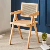 Ghế ăn Gỗ Ngoài Trời Ghế Ăn Phong cách châu Âu Ins Gỗ Thật Mây Ghế Ăn Thời Trung Cổ Nhà Thiết Kế Chandigarh Re Tay Giải Trí