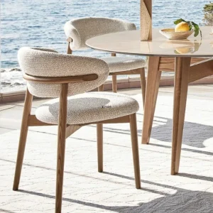 Ghế ăn gỗ nguyên khối Phong cách châu Âu, Đơn giản hiện đại và sang trọng nhẹ nhàng, Ghế vải thiết kế, Ghế lưng khách sạn, Ghế nhà hàng - Hình 3