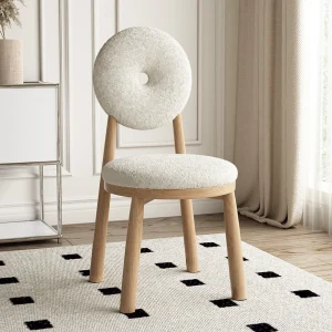 Ghế ăn Gỗ Trắng Ghế Ăn Thẩm Tuffeted Hiện Đại Ghế Phòng Khách Căn Hộ Tựa Lưng Cadeira Nội Thất Nhà Bếp A1