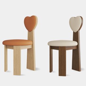 Ghế Ăn Gỗ Tự Nhiên Nguyên Khối Lưng Tựa Hình Trái Tim - Hình 2