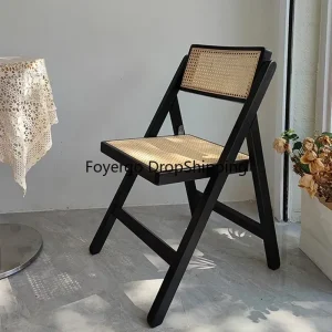 Ghế ăn Mây Vintage Gỗ Chắc Chắn Gấp Ghế Ăn Nghiên Cứu Quán Cà Phê Ghế Ăn Cao Cấp Tựa Lưng Ghế Muebles Nội Thất Phong cách châu Âu - Hình 2