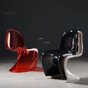 Ghế ăn MỚI Phong cách châu Âu Ghế Ăn Sáng Tạo Pha Lê Acrylic Ghế Ăn Bằng Nhựa Nhà Phòng Ngủ Ins Lưới Đỏ ng Suốt Ghế Trang Điểm B