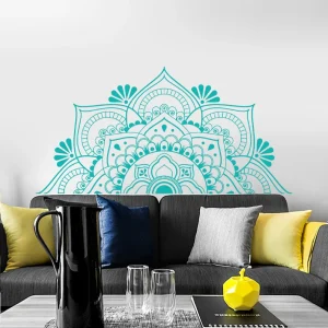 Ghế ăn Một Nửa Mandala Decal Dán Tường Vinyl Dán Đầu Giường Master Phòng Ngủ Boho Bohemian Trang Trí Tập Yoga Phòng Thu Vật Trang Trí Trang Trí MT36 - Hình 3