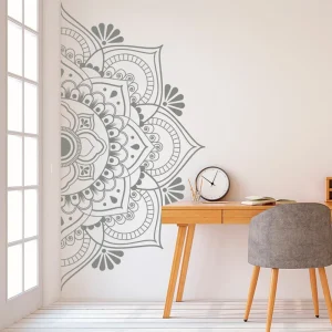 Ghế ăn Một Nửa Mandala Decal Dán Tường Vinyl Dán Đầu Giường Master Phòng Ngủ Boho Bohemian Trang Trí Tập Yoga Phòng Thu Vật Trang Trí Trang Trí MT36