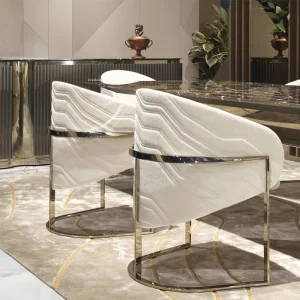 Ghế ăn Nhà thiết kế nội thất phòng ăn Italy Ghế ăn bằng thép không gỉ Nhà sang trọng Tựa lưng Ghế nhà bếp Ghế nhà hàng hiện đại - Hình 3