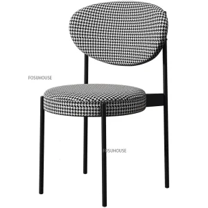 Ghế ăn Phong cách châu Âu Cao Cấp Houndstooth Ghế Ăn Nhà Nhà Hàng Ghế Tựa Lưng Hiện Đại Đơn Giản Sắt Ghế Bếp Nội Thất Phong cách châu Âu - Hình 2