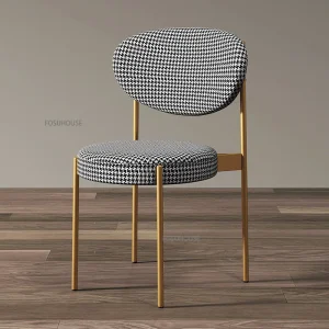 Ghế ăn Phong cách châu Âu Cao Cấp Houndstooth Ghế Ăn Nhà Nhà Hàng Ghế Tựa Lưng Hiện Đại Đơn Giản Sắt Ghế Bếp Nội Thất Phong cách châu Âu
