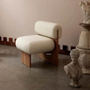 Ghế ăn Phong cách châu Âu Gỗ Chắc Chắn Ghế Ăn Cho Gia Đình Thịt Cừu Nhung Sofa Ghế Ăn Nhà Thiết Kế Giải Trí Sofa Lười Tựa Lưng Phòng Khách Ghế Bành - Hình 2