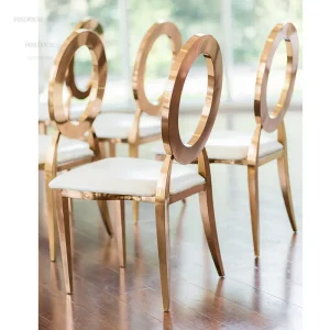 Ghế ăn Phong cách châu Âu Nội Thất Gia Đình Sang Trọng Ghế Ăn Inox Tiệc Cưới Ghế Phòng Ăn Đơn Giản Hiện Đại Tròn Ghế Tựa Lưng - Hình 2