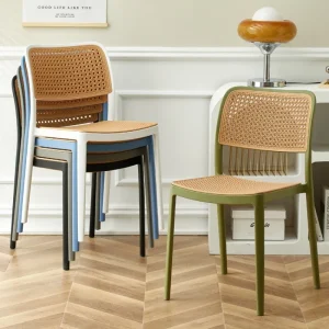 Ghế ăn Phong cách châu Âu Nội Thất Mây Dệt Tựa Lưng Nhựa Bàn Ăn Ghế Simplemodern Giải Trí Cho gia đình Sử Dụng Phòng Khách - Hình 3