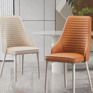 Ghế Ăn Phong cách châu Âu Sang Trọng Nhà Bếp Châu Âu Hợp Thời Trang Ghế Ăn Hiện Đại Bọc Kim Loại Ghế Ăn Da - Hình 2